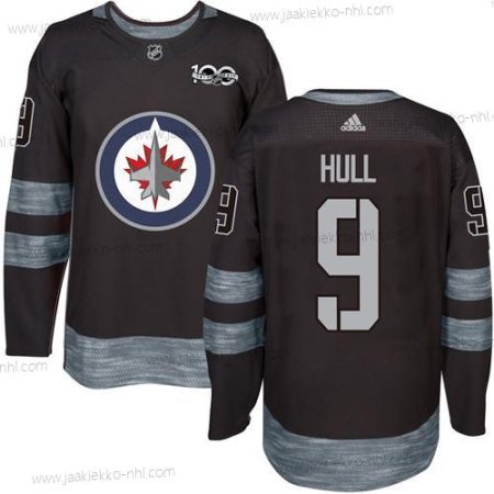 Adidas Miesten Winnipeg Jets #9 Bobby Hull Musta 100th Vuosipäivä Ommeltu NHL 2017 Jääkiekko Paita