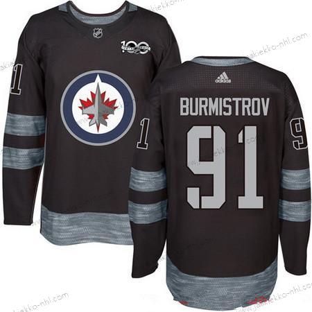 Adidas Miesten Winnipeg Jets #91 Alexander Burmistrov Musta 100th Vuosipäivä Ommeltu NHL 2017 Jääkiekko Paita