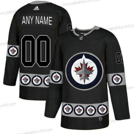 Adidas Miesten Winnipeg Jets Mukautettu Musta Maajoukkue Logos Paita