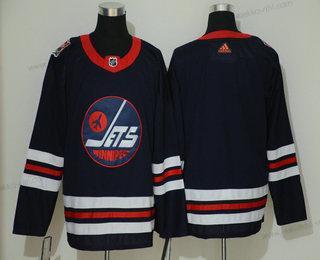 Adidas Miesten Winnipeg Jets Tyhjä Laivastonsininen Sininen 2019 Heritage Klassinen Ommeltu NHL Paita