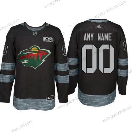 Adidas Minnesota Wild Mukautettu Musta 1917-2017 100th Vuosipäivä Ommeltu NHL Paita