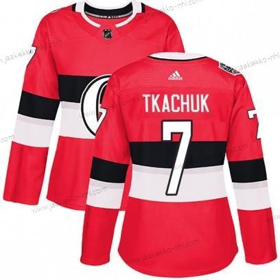 Adidas Naisten Aito Ottawa Senators #7 Brady Tkachuk 1917-2017 100th Punainen Klassinen Paita