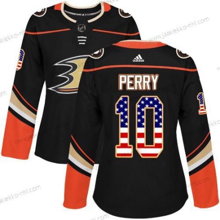 Adidas Naisten Anaheim Ducks #10 Corey Perry Musta Kotiottelupaita Aito USA Flag Ommeltu NHL Paita