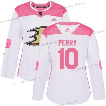 Adidas Naisten Anaheim Ducks #10 Corey Perry Valkoinen Pinkki Aito Ommeltu NHL Paita