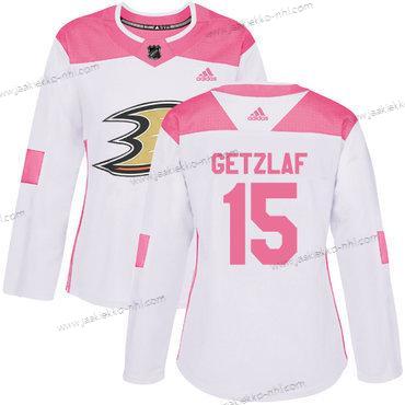 Adidas Naisten Anaheim Ducks #15 Ryan Getzlaf Valkoinen Pinkki Aito Ommeltu NHL Paita