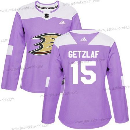 Adidas Naisten Anaheim Ducks #15 Ryan Getzlaf Violetti Aito Taistelee syöpää vastaan Ommeltu NHL Paita