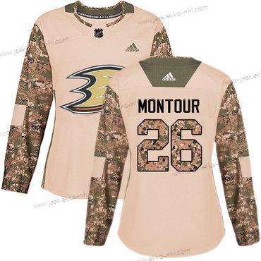 Adidas Naisten Anaheim Ducks #26 Brandon Montour Maastokuvio Aito 2017 Veterans Day Ommeltu NHL Paita