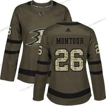 Adidas Naisten Anaheim Ducks #26 Brandon Montour Vihreä Salute to Service Ommeltu NHL Paita