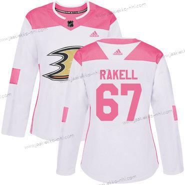 Adidas Naisten Anaheim Ducks #67 Rickard Rakell Valkoinen Pinkki Aito Ommeltu NHL Paita