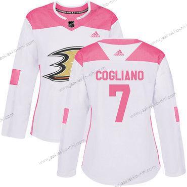 Adidas Naisten Anaheim Ducks #7 Andrew Cogliano Valkoinen Pinkki Aito Ommeltu NHL Paita