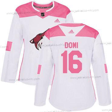 Adidas Naisten Arizona Coyotes #16 Max Domi Valkoinen Pinkki Aito Ommeltu NHL Paita