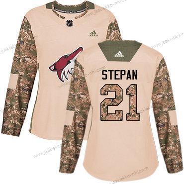 Adidas Naisten Arizona Coyotes #21 Derek Stepan Maastokuvio Aito 2017 Veterans Day Ommeltu NHL Paita