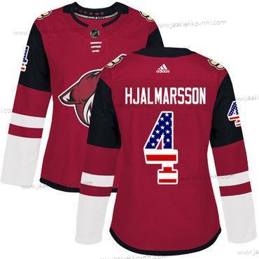 Adidas Naisten Arizona Coyotes #4 Niklas Hjalmarsson Punainen Kotiottelupaita Aito USA Flag Ommeltu NHL Paita