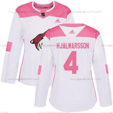 Adidas Naisten Arizona Coyotes #4 Niklas Hjalmarsson Valkoinen Pinkki Aito Ommeltu NHL Paita