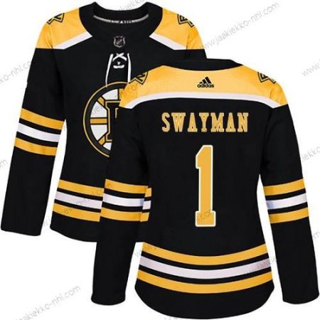 Adidas Naisten Boston Bruins #1 Jeremy Swayman Musta Aito Kotiottelupaita Paita