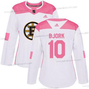 Adidas Naisten Boston Bruins #10 Anders Bjork Valkoinen Pinkki Aito Ommeltu NHL Paita