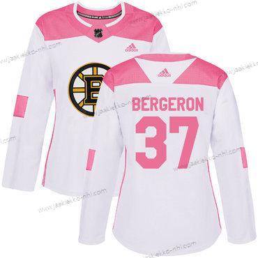 Adidas Naisten Boston Bruins #37 Patrice Bergeron Valkoinen Pinkki Aito Ommeltu NHL Paita