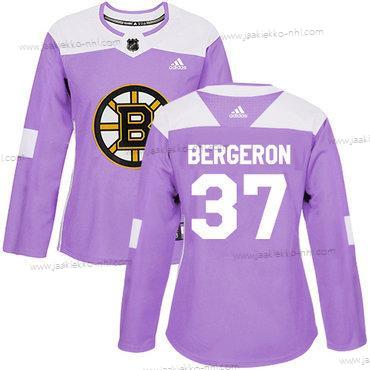 Adidas Naisten Boston Bruins #37 Patrice Bergeron Violetti Aito Taistelee syöpää vastaan Ommeltu NHL Paita