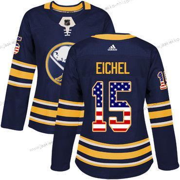 Adidas Naisten Buffalo Sabres #15 Jack Eichel Laivastonsininen Sininen Kotiottelupaita Aito USA Flag Ommeltu NHL Paita