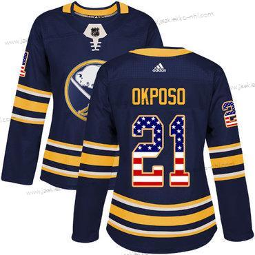 Adidas Naisten Buffalo Sabres #21 Kyle Okposo Laivastonsininen Sininen Kotiottelupaita Aito USA Flag Ommeltu NHL Paita