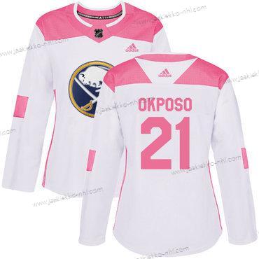 Adidas Naisten Buffalo Sabres #21 Kyle Okposo Valkoinen Pinkki Aito Ommeltu NHL Paita