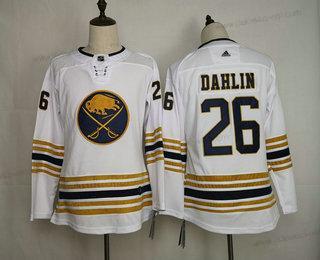 Adidas Naisten Buffalo Sabres #26 Rasmus Dahlin Valkoinen With Kulta 50Th Vuosipäivä Ommeltu NHL Paita