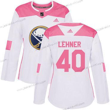 Adidas Naisten Buffalo Sabres #40 Robin Lehner Valkoinen Pinkki Aito Ommeltu NHL Paita