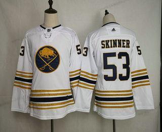 Adidas Naisten Buffalo Sabres #53 Jeff Skinner Valkoinen With Kulta 50Th Vuosipäivä Ommeltu NHL Paita