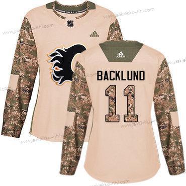 Adidas Naisten Calgary Flames #11 Mikael Backlund Maastokuvio Aito 2017 Veterans Day Ommeltu NHL Paita