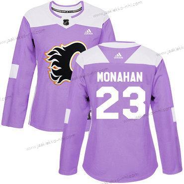 Adidas Naisten Calgary Flames #23 Sean Monahan Violetti Aito Taistelee syöpää vastaan Ommeltu NHL Paita