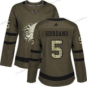 Adidas Naisten Calgary Flames #5 Mark Giordano Vihreä Salute to Service Ommeltu NHL Paita