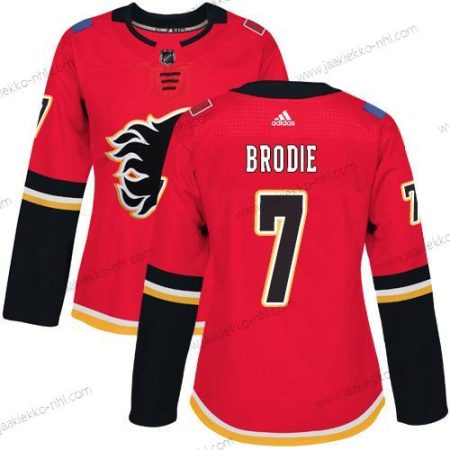 Adidas Naisten Calgary Flames #7 Tj Brodie Punainen Kotiottelupaita Aito Ommeltu NHL Paita