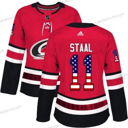 Adidas Naisten Carolina Hurricanes #11 Jordan Staal Punainen Kotiottelupaita Aito USA Flag Ommeltu NHL Paita