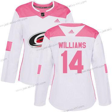 Adidas Naisten Carolina Hurricanes #14 Justin Williams Valkoinen Pinkki Aito Ommeltu NHL Paita