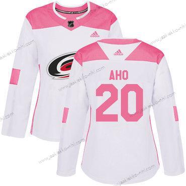 Adidas Naisten Carolina Hurricanes #20 Sebastian Aho Valkoinen Pinkki Aito Ommeltu NHL Paita