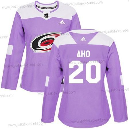 Adidas Naisten Carolina Hurricanes #20 Sebastian Aho Violetti Aito Taistelee syöpää vastaan Ommeltu NHL Paita