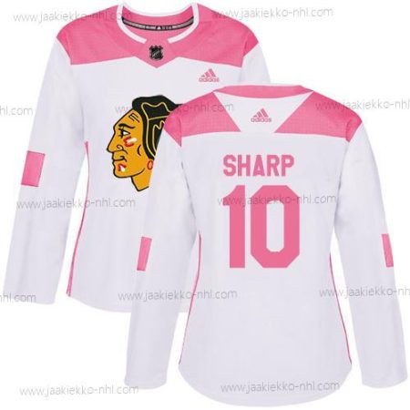 Adidas Naisten Chicago Blackhawks #10 Patrick Sharp Valkoinen Pinkki Aito Ommeltu NHL Paita