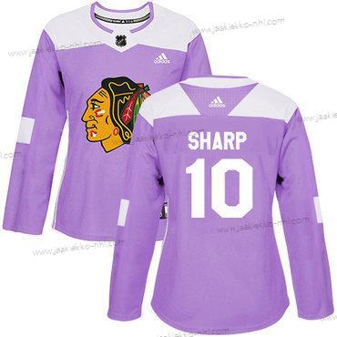 Adidas Naisten Chicago Blackhawks #10 Patrick Sharp Violetti Aito Taistelee syöpää vastaan Ommeltu NHL Paita