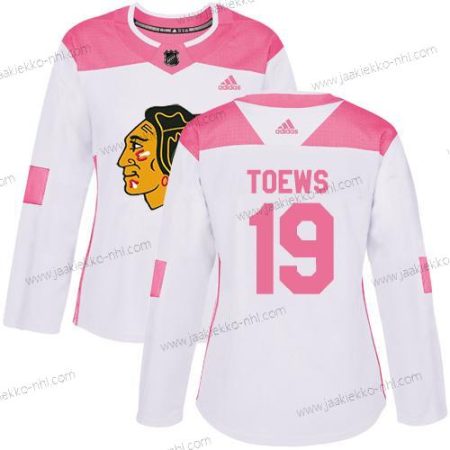 Adidas Naisten Chicago Blackhawks #19 Jonathan Toews Valkoinen Pinkki Aito Ommeltu NHL Paita