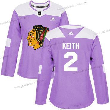 Adidas Naisten Chicago Blackhawks #2 Duncan Keith Violetti Aito Taistelee syöpää vastaan Ommeltu NHL Paita