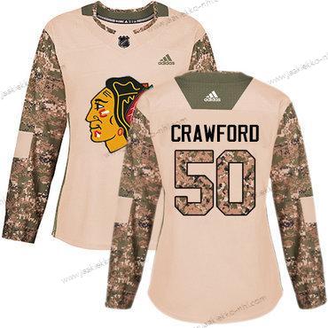 Adidas Naisten Chicago Blackhawks #50 Corey Crawford Maastokuvio Aito 2017 Veterans Day Ommeltu NHL Paita