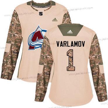 Adidas Naisten Colorado Avalanche #1 Semyon Varlamov Maastokuvio Aito 2017 Veterans Day Ommeltu NHL Paita