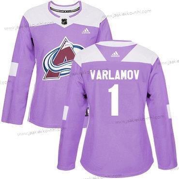 Adidas Naisten Colorado Avalanche #1 Semyon Varlamov Violetti Aito Taistelee syöpää vastaan Ommeltu NHL Paita