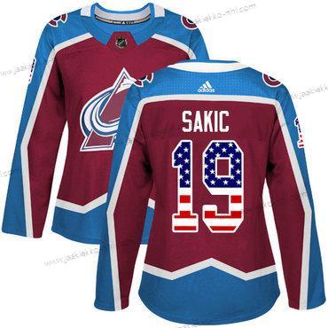 Adidas Naisten Colorado Avalanche #19 Joe Sakic Kotiottelupaita Punainen Aito USA Flag Ommeltu NHL Paita