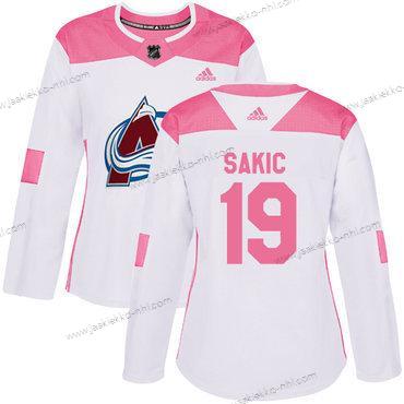 Adidas Naisten Colorado Avalanche #19 Joe Sakic Valkoinen Pinkki Aito Ommeltu NHL Paita