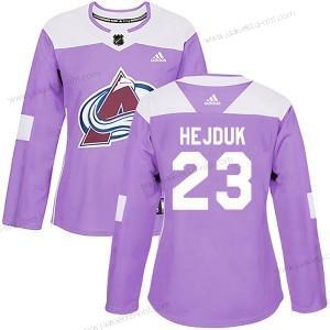 Adidas Naisten Colorado Avalanche #23 Milan Hejduk Aito Taistelee syöpää vastaan Harjoitus Violetti Paita