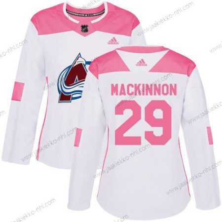 Adidas Naisten Colorado Avalanche #29 Nathan Mackinnon Valkoinen Pinkki Aito Ommeltu NHL Paita