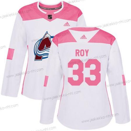 Adidas Naisten Colorado Avalanche #33 Patrick Roy Valkoinen Pinkki Aito Ommeltu NHL Paita