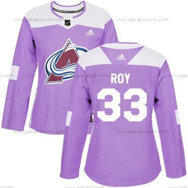 Adidas Naisten Colorado Avalanche #33 Patrick Roy Violetti Aito Taistelee syöpää vastaan Ommeltu NHL Paita