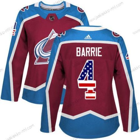 Adidas Naisten Colorado Avalanche #4 Tyson Barrie Kotiottelupaita Punainen Aito USA Flag Ommeltu NHL Paita